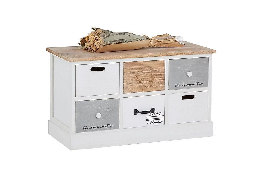 CARO-Möbel Schuhbank SALVA, Garderobenbank mit 6 Schubkästen, Flurbank Vint günstig online kaufen