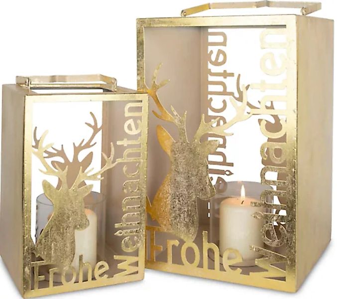 my home Kerzenlaterne »Delilah mit Hirschmotiv und Schriftzug "Frohe Weihna günstig online kaufen
