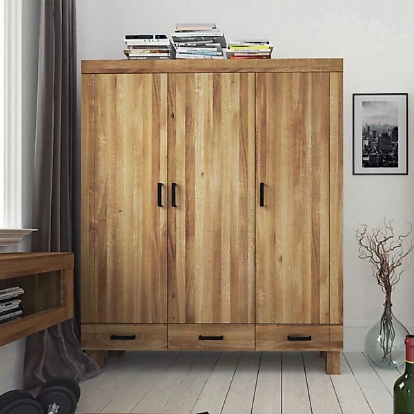 Garderobenschrank aus Wildeiche Massivholz 3 Türen günstig online kaufen