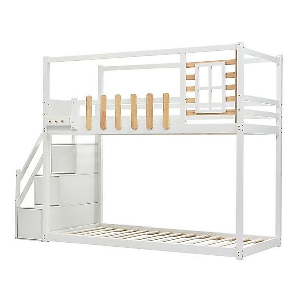 i@home Etagenbett Kinderbett,mit Fallschutzgitter,Treppe, und Regalkasten, günstig online kaufen