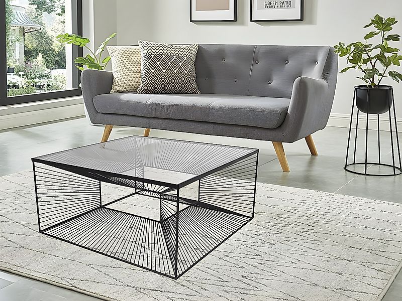 Couchtisch - Glas & Metall - Schwarz - CLARENCE günstig online kaufen