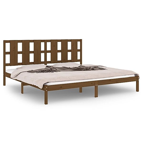 vidaXL Bettgestell Massivholzbett Honigbraun Kiefer 200x200 cm Bett Bettges günstig online kaufen