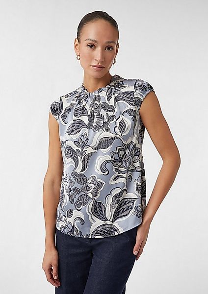 comma Kurzarmbluse Bluse Satinbluse mit Raffung und All-over-Print günstig online kaufen