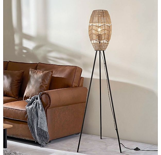 HOME DELUXE Stehlampe KIKO, Lampenschirm aus geflochtener Jute, Stehleuchte günstig online kaufen