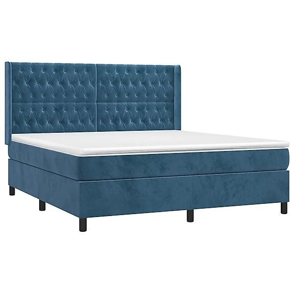 vidaXL Boxspringbett mit Matratze & LED Dunkelblau 180x200 cm Samt 3139761 günstig online kaufen