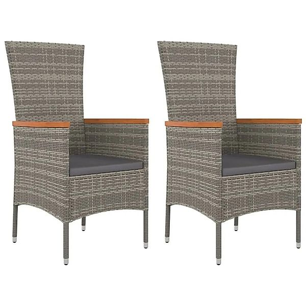 vidaXL Gartenstühle mit Kissen 2 Stk Poly Rattan Grau 319526 günstig online kaufen