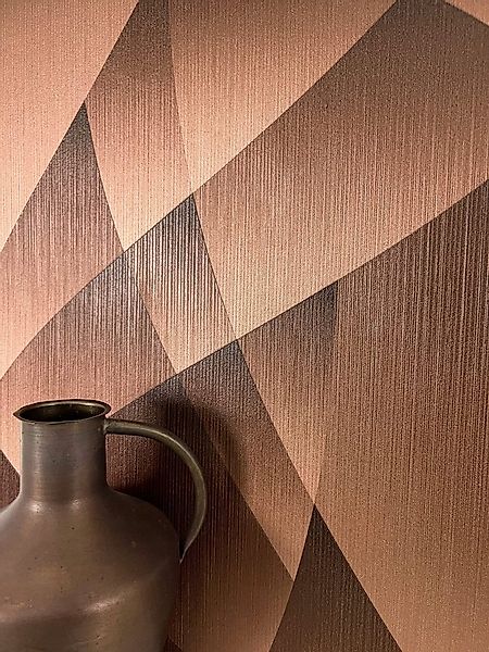 Newroom Vliestapete Arael Copper Tapete Mustertapete Grafik,Linien,Linien, günstig online kaufen