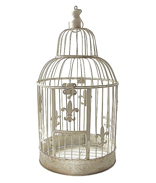 Deko Vogelkäfig Lilie Nostalgie Voliere Landhausstil Antik-Weiß 38 cm günstig online kaufen