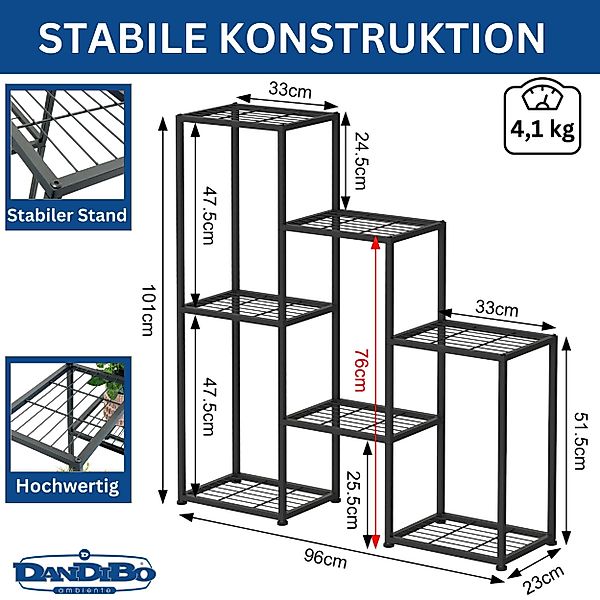 DanDiBo Pflanzentreppe Wohnzimmer Metall Schwarz 6 günstig online kaufen