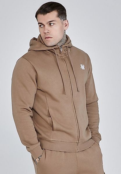 Siksilk Hoodie SikSilk Herren Brauner Essentials Full Zip Kapuzenpullover günstig online kaufen