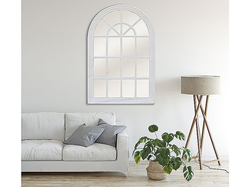 Wandspiegel Fensterspiegel - 120 x 80 cm - Paulowniaholz - Weiß - MONTESQUI günstig online kaufen