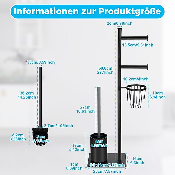 PRIISF Doppelhandtuchhalter WC-Garnitur Edelstahl Toilettenpapierhalter Klo günstig online kaufen