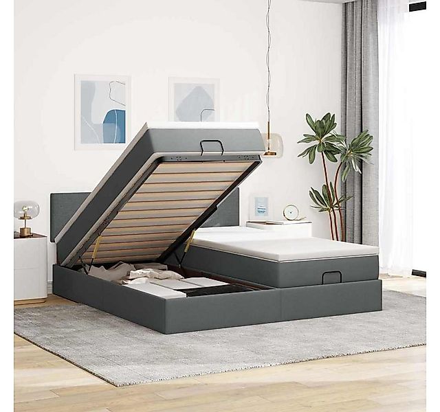 vidaXL Bett, Ottoman-Bett mit Matratzen Dunkelgrau 160x200 cm Stoff günstig online kaufen