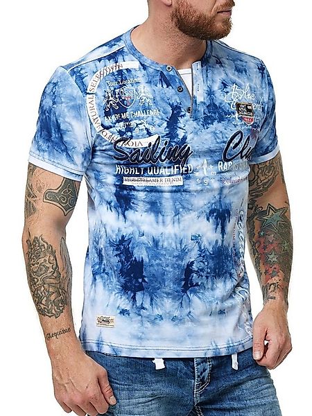 L.gonline Kurzarmshirt Herren T-Shirt mit Knopfleiste, Verwaschen kurzarm m günstig online kaufen