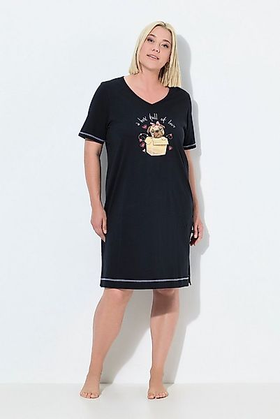 Ulla Popken Bigshirt Bigshirt platzierter Druck V-Ausschnitt Halbarm günstig online kaufen