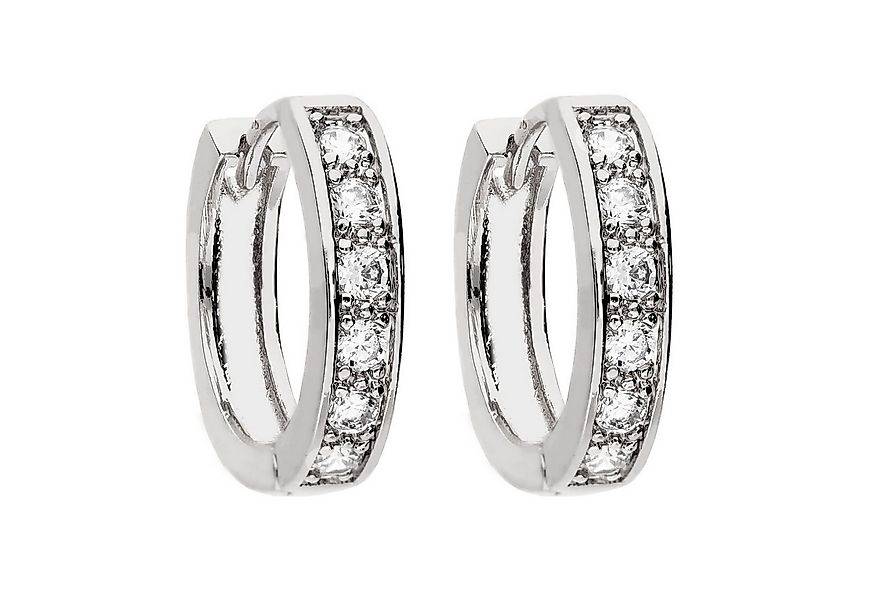 LÖB Paar Creolen Silber Damen Creolen Ohrringe Zirkonia Glitzer Steine Klei günstig online kaufen