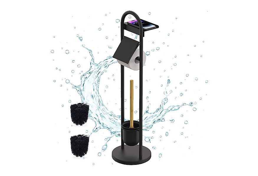 relaxdays WC-Garnitur mit Ablage, schwarz günstig online kaufen