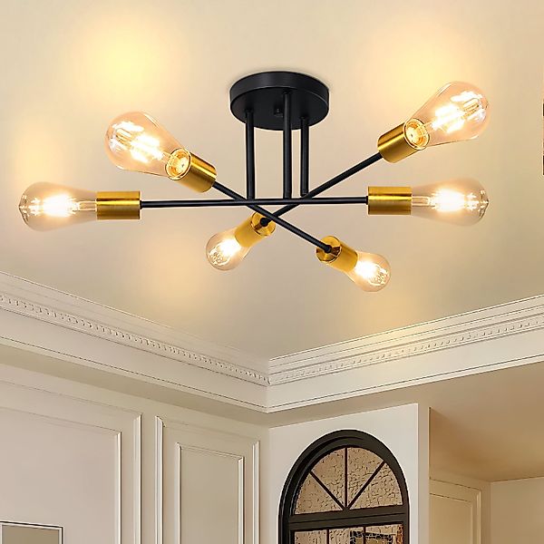 Nettlife Deckenleuchte Retro 6 Glühbirnen Wohnzimmer günstig online kaufen