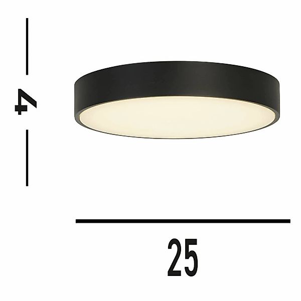 LED-Deckenleuchte Palma, schwarz, Ø 25 cm, Stahl/Acryl günstig online kaufen