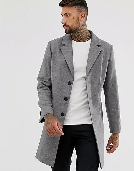ASOS DESIGN – Grauer Mantel aus Wollmischung günstig online kaufen