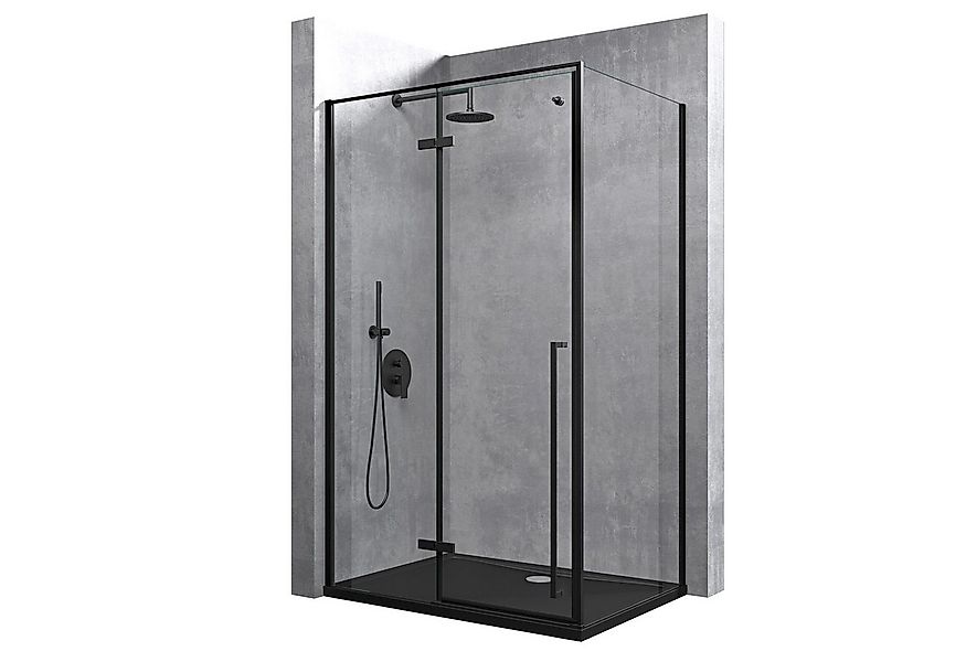 doporro Eckdusche Duschkabine Duschabtrennung schwarz ESG-Glas mit Nano H:1 günstig online kaufen