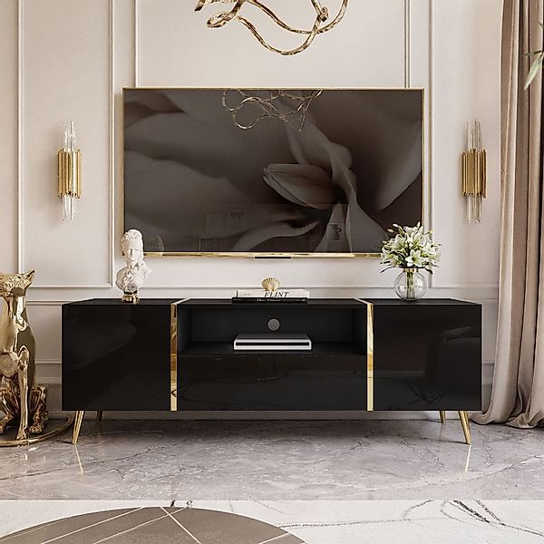 yourhouse24 Lowboard TV ONYX goldenen Beinen günstig online kaufen
