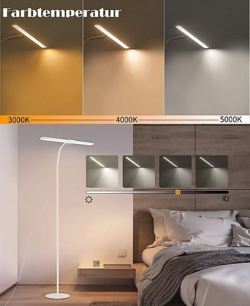 ZMH LED Stehlampe Leselampe Modern Dimmbar 178CM Metall mit Timer für Schla günstig online kaufen