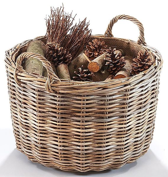 Kobolo Kaminholzkorb Holzkorb rund aus grauem günstig online kaufen