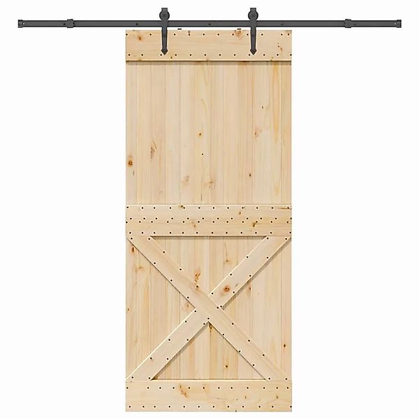 vidaXL Schiebetür mit Beschlag 100x210 cm Massivholz Kiefer 3332795 günstig online kaufen