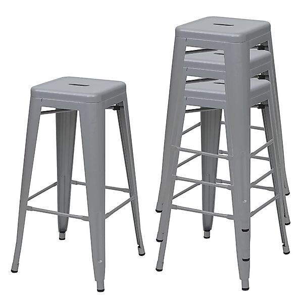 PROREGAL 4er-Set Barhocker Sitzhöhe 77cm Metall Industriedesign Stapelbar G günstig online kaufen