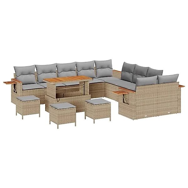 vidaXL Gartensofa-set mit Kissen 18-Tlg Beige und Hellgrau Poly-Rattan 3365 günstig online kaufen
