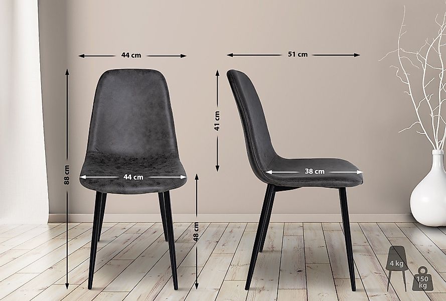 CLP Esszimmerstuhl Napier (4er Set), Metall, günstig online kaufen