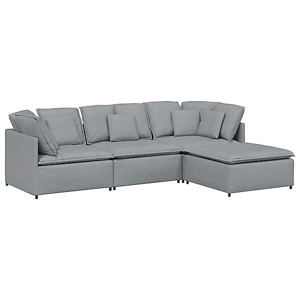 vidaXL Sofa Modulares Sofa mit Fußhocker Kissen Stoff Hellgrau günstig online kaufen