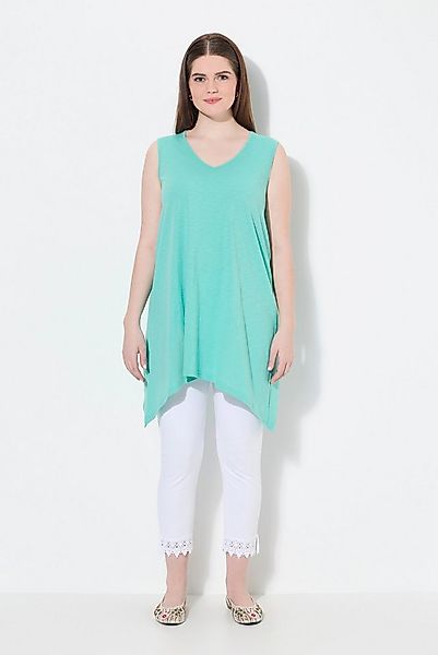 Ulla Popken Longshirt Longtop Zipfelsaum A-Linie V-Ausschnitt günstig online kaufen