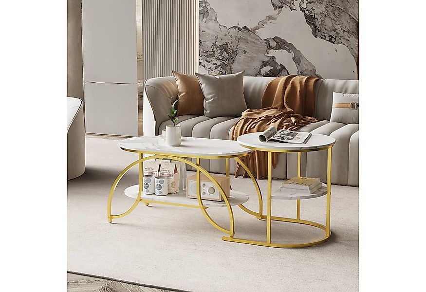 Furnishings Home Couchtisch Rund Kaffeetisch Beistelltisch Satztische 2er S günstig online kaufen