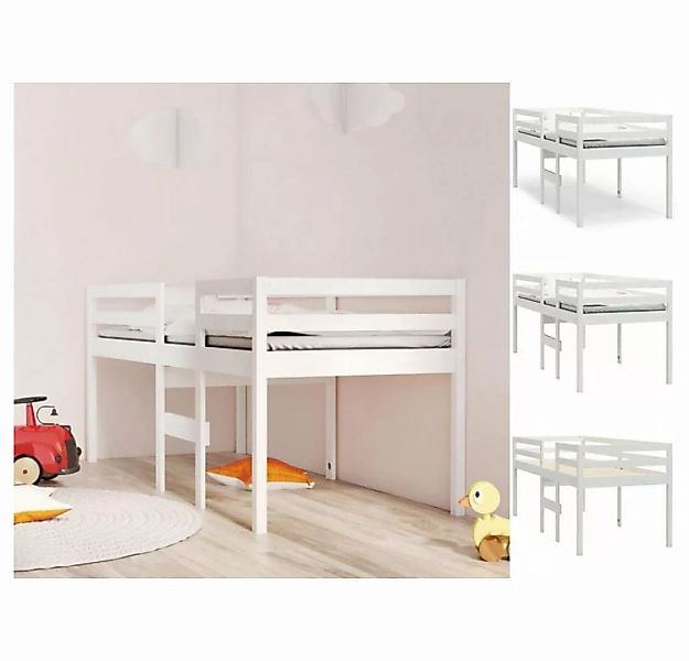 vidaXL Bettgestell Hochbett Weiß 90x190 cm Massivholz Kiefer Bett Bettgeste günstig online kaufen