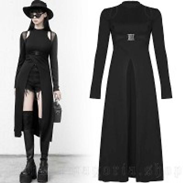 Schwarzes Tunika-Kleid im Cyberpunk-Stil günstig online kaufen