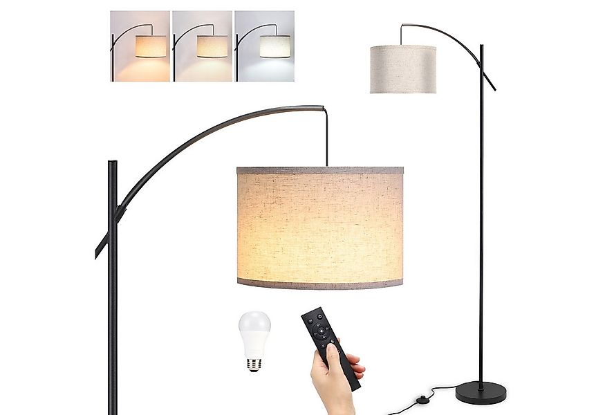 FIMEI Stehlampe LED-Stoffschirm-Stehlampe 9W, stufenlos dimmbar, E27-LED-Le günstig online kaufen