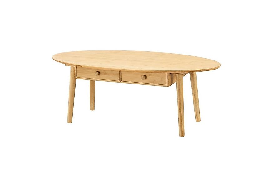 en.casa Couchtisch, »Harboøre« mit zwei Schubladen 37x100x48 cm Bambus Natu günstig online kaufen