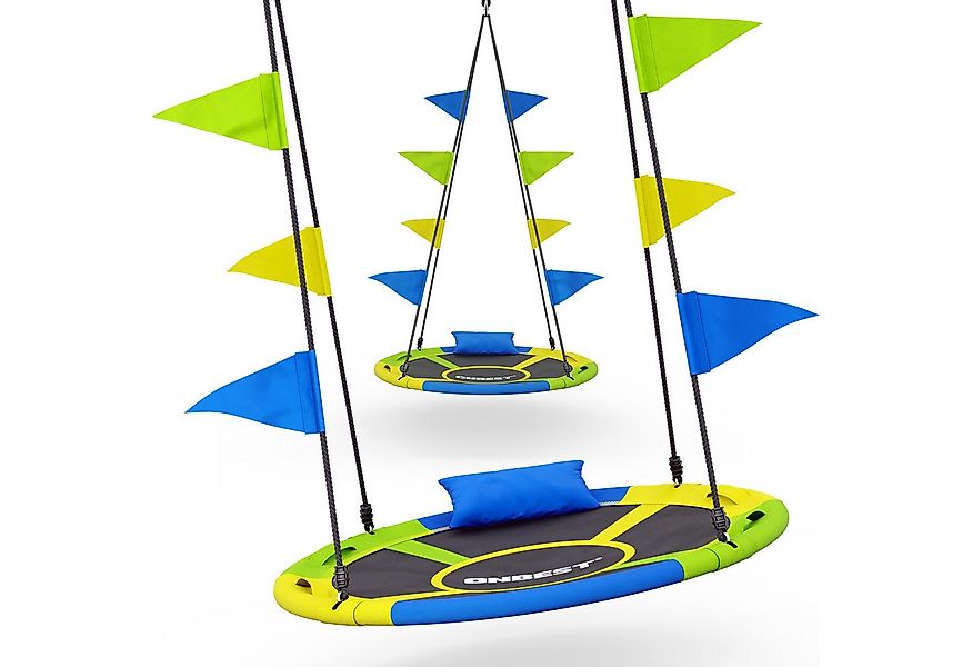 Onbest Nestschaukel 120 cm Durchmesser mit Kissen Fahnen 250 kg, 600D Oxfor günstig online kaufen