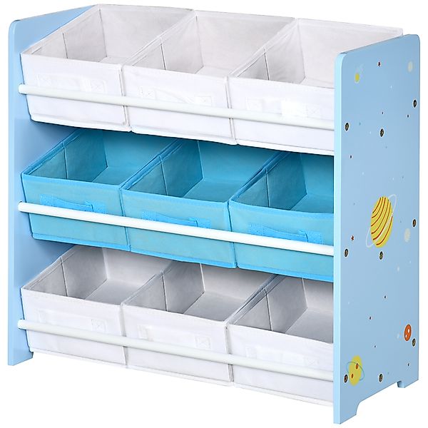 ZONEKIZ Spielzeugregal mit 9 abnehmbaren Körben aus MDF und Stoff, 63x30x60 günstig online kaufen
