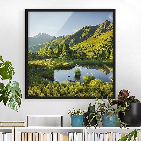 Bild mit Rahmen Natur & Landschaft - Quadrat Blick vom Hirschbichl ins Defe günstig online kaufen