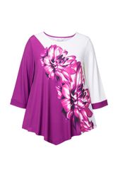 MIAMODA T-Shirt T-Shirt Blütendruck 3/4-Ärmel Zipfelsaum günstig online kaufen