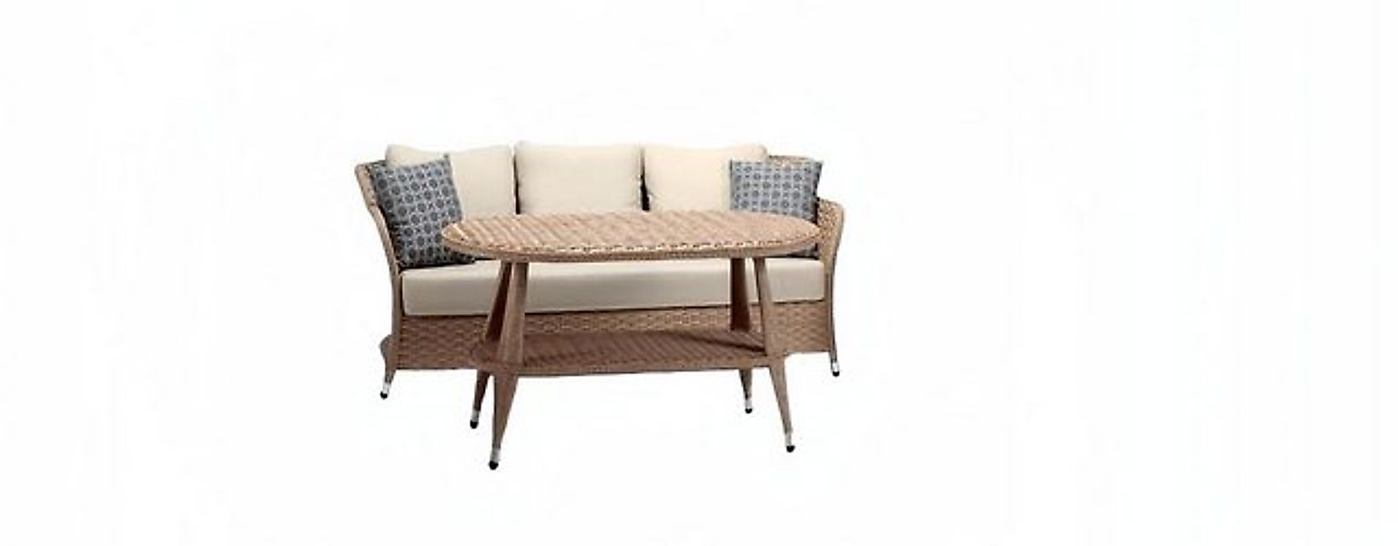 JVmoebel Sofa Garnitur Sofa 3 Sitzer Couchtisch Sofas Dreisitzer Rattan Tis günstig online kaufen