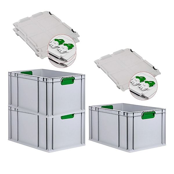 PROREGAL Spar Set 3x Eurobox Nextgen Color Mit Scharnierdeckel & Schiebesch günstig online kaufen
