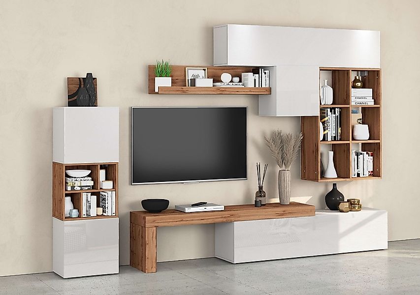 INOSIGN Wohnwand "Chronos Wohnwand, Medienwand, 8-er set", (Set, 8 St.), ca günstig online kaufen