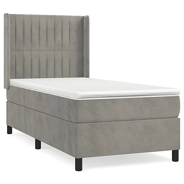 Vidaxl Boxspringbett Mit Matratze Hellgrau 100x200 Cm Samt günstig online kaufen