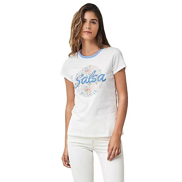 Salsa Jeans Markendruck Floral Kurzärmeliges T-shirt M White günstig online kaufen