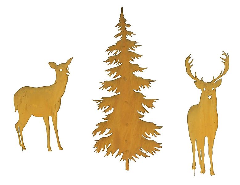 Dekoleidenschaft Gartenstecker Reh, Hirsch oder Tanne aus Metall in Rostopt günstig online kaufen