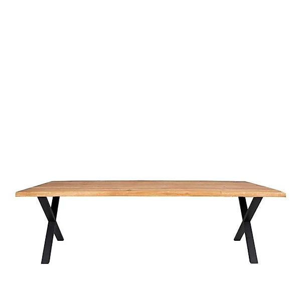 Tisch Massivholz Eiche mit X Gestell Schwarz günstig online kaufen